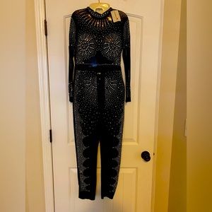 Diamond Studded See Thru Jumpsuit